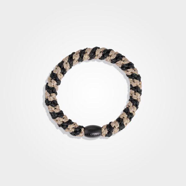 KKNEKKI Black-beige glitter stripe, geflochtener Haargummi