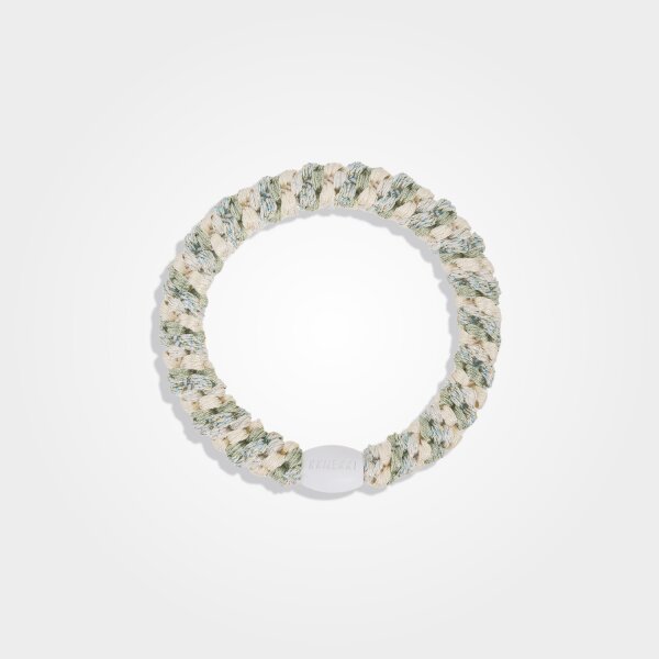 KKNEKKI Mix ivory glitter dusty lind green, geflochtener Haargummi