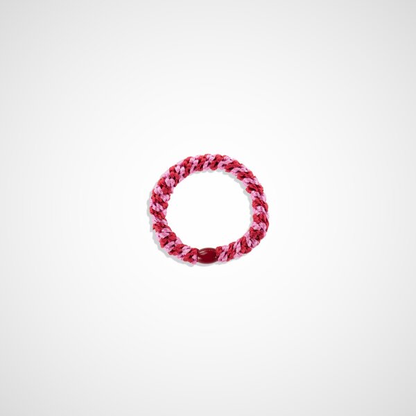 KKNEKKI Red-Bubblegum stripe, geflochtener Haargummi