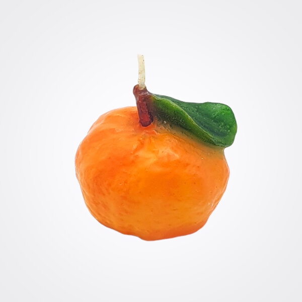 Kerze Mandarine mit Blatt, H4 Ø5,5 cm von Cereria Introna